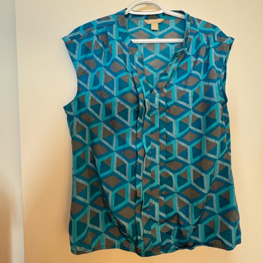 Banana Republic Geometric Blue Blouse - Size Large
